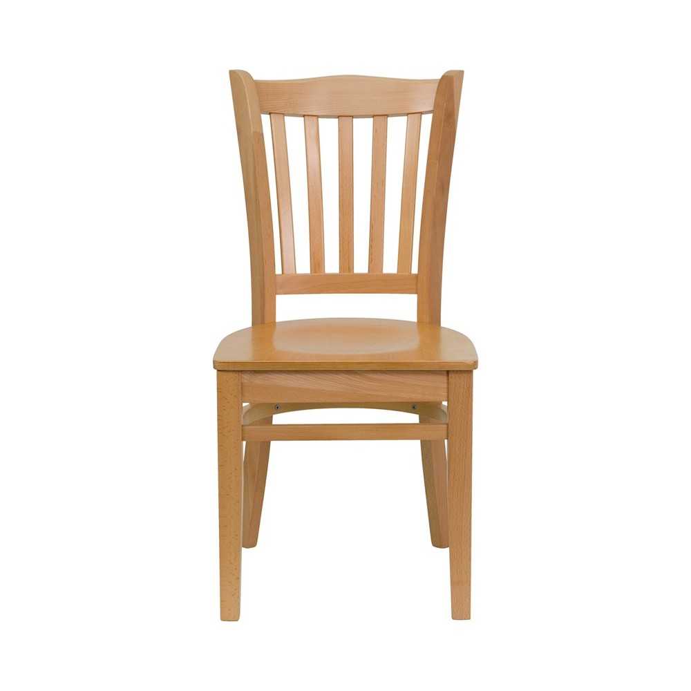 Vertical Slat Back Natural Wood Restaurant Chair