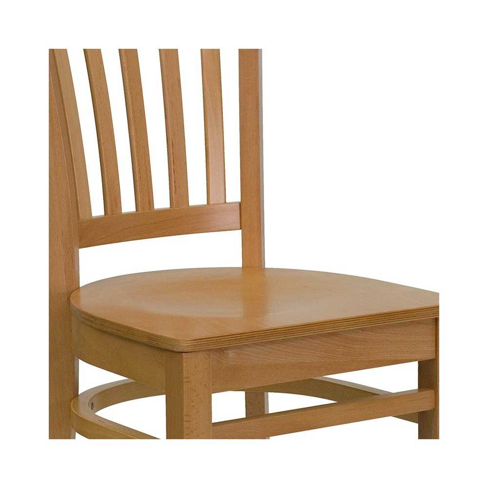 Vertical Slat Back Natural Wood Restaurant Chair