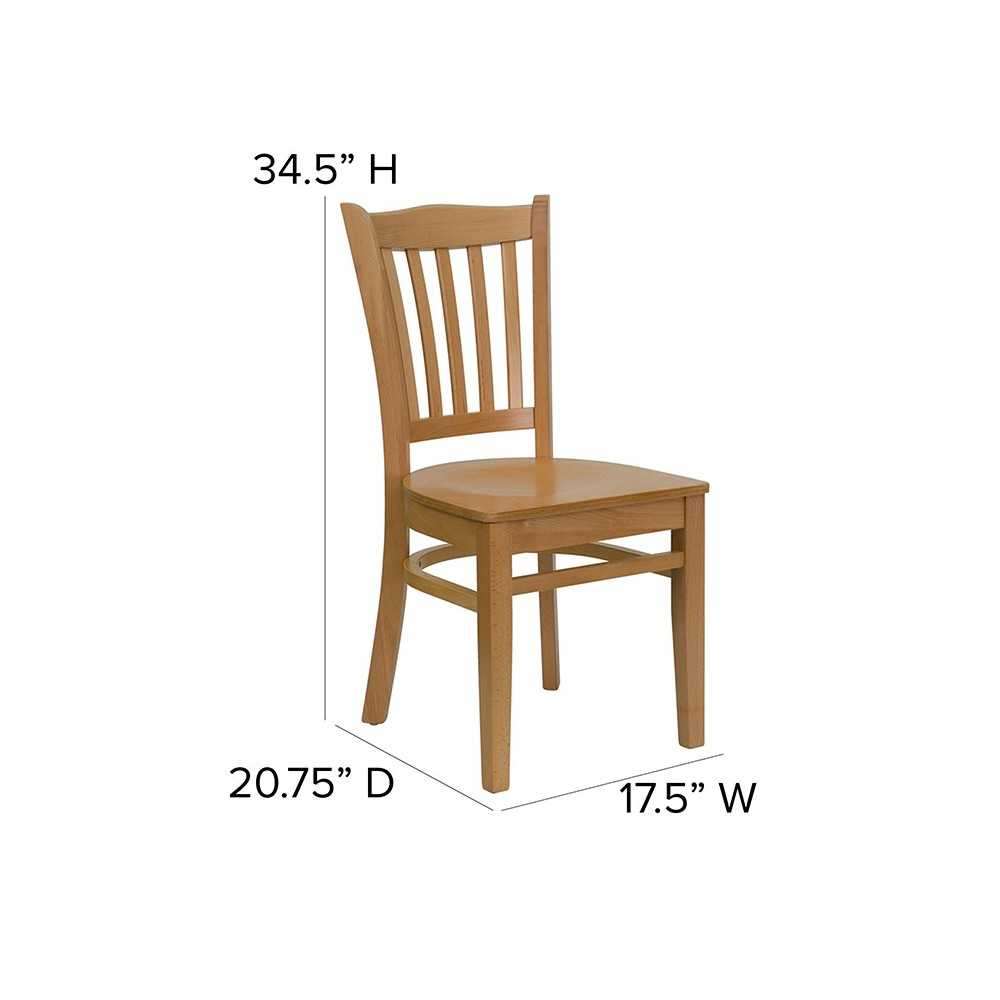 Vertical Slat Back Natural Wood Restaurant Chair