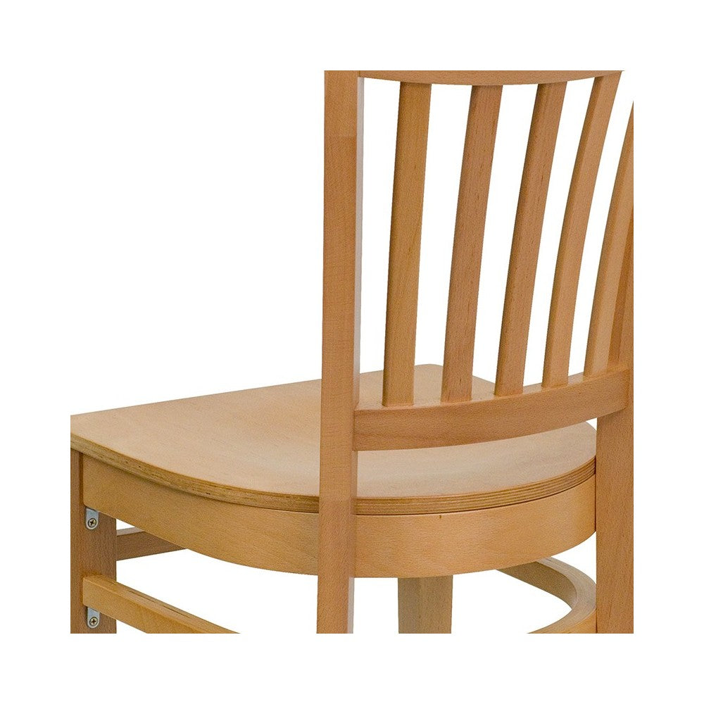 Vertical Slat Back Natural Wood Restaurant Chair