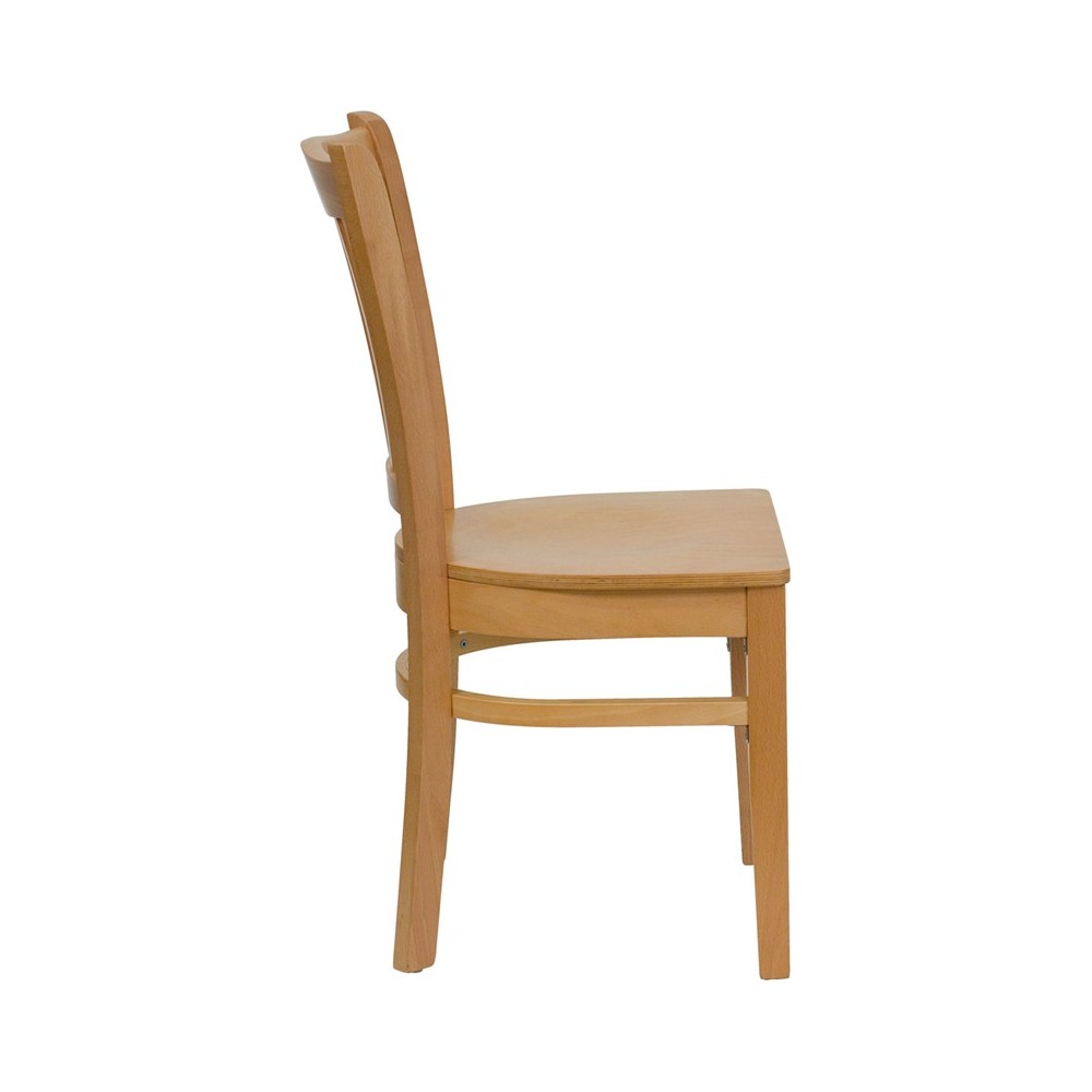 Vertical Slat Back Natural Wood Restaurant Chair