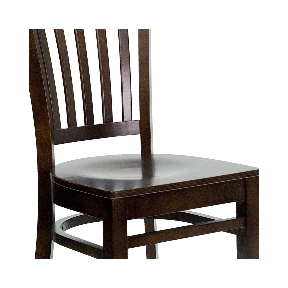 Vertical Slat Back Walnut Wood Restaurant Chair