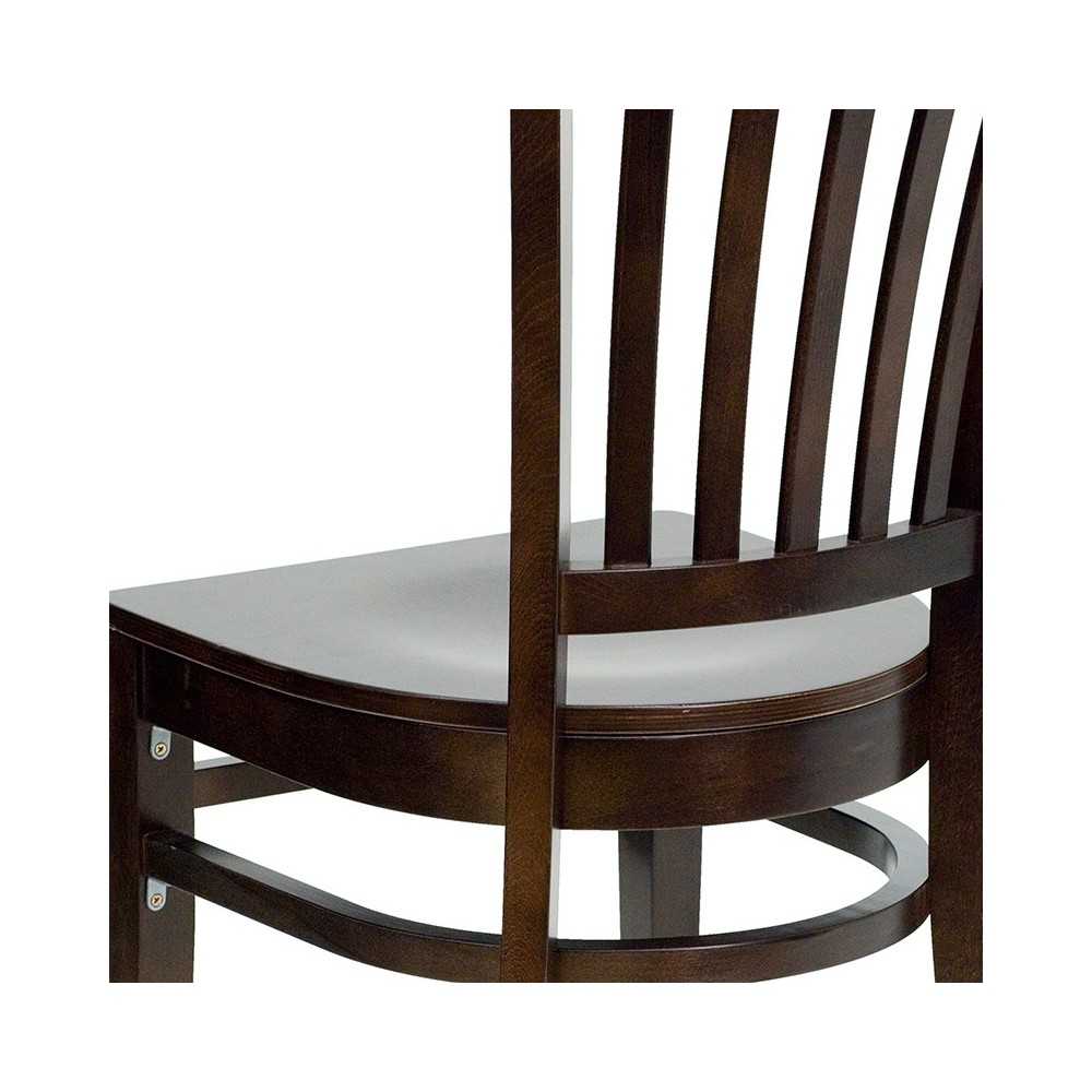 Vertical Slat Back Walnut Wood Restaurant Chair