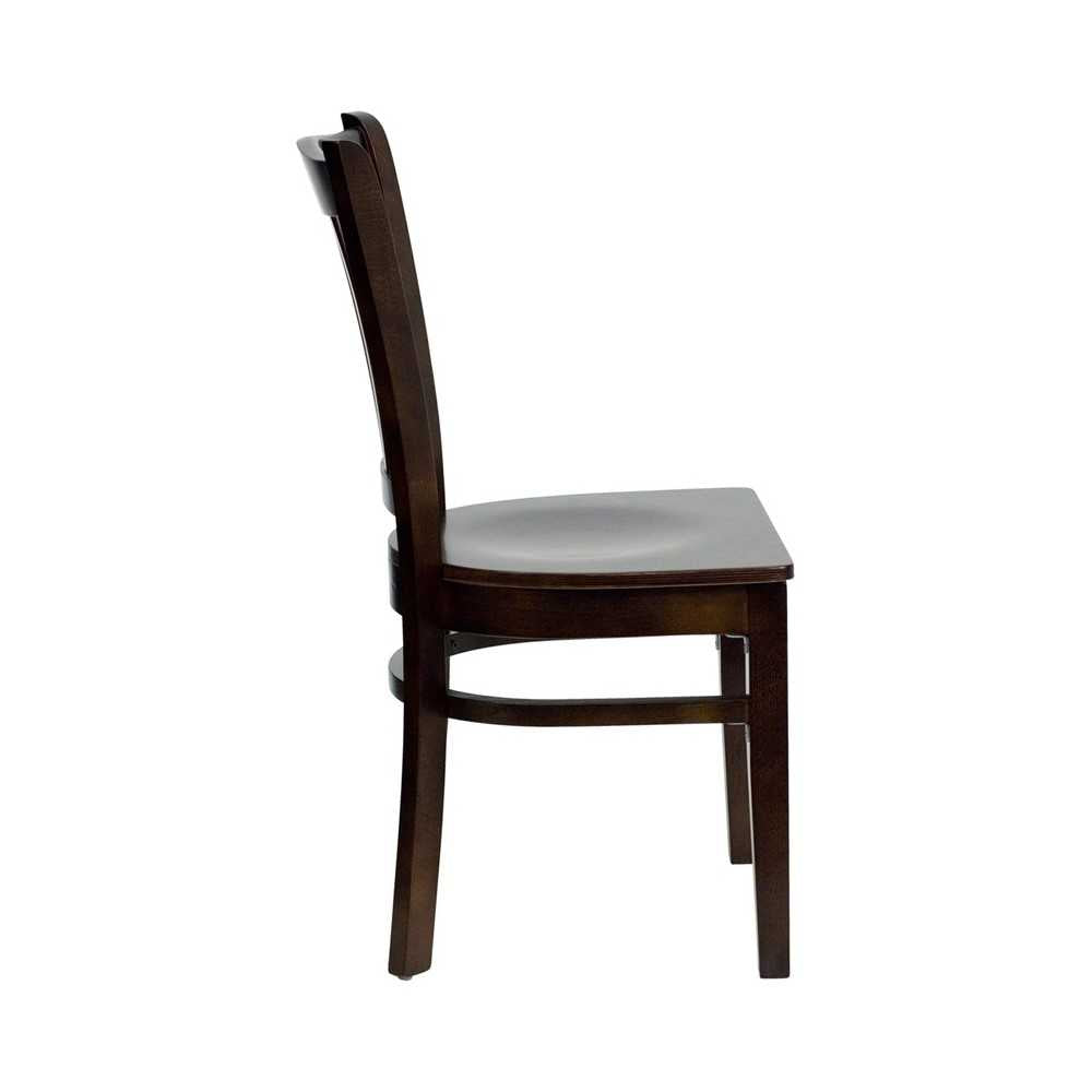Vertical Slat Back Walnut Wood Restaurant Chair