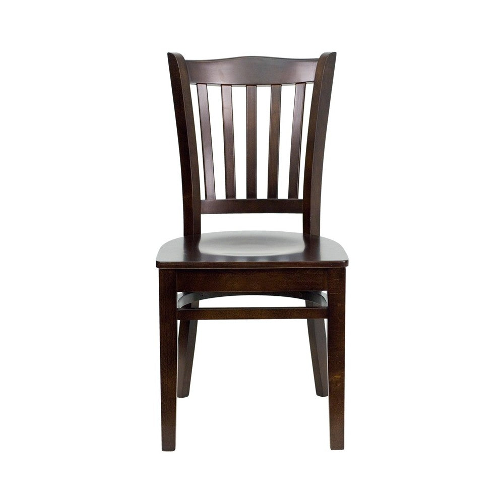 Vertical Slat Back Walnut Wood Restaurant Chair