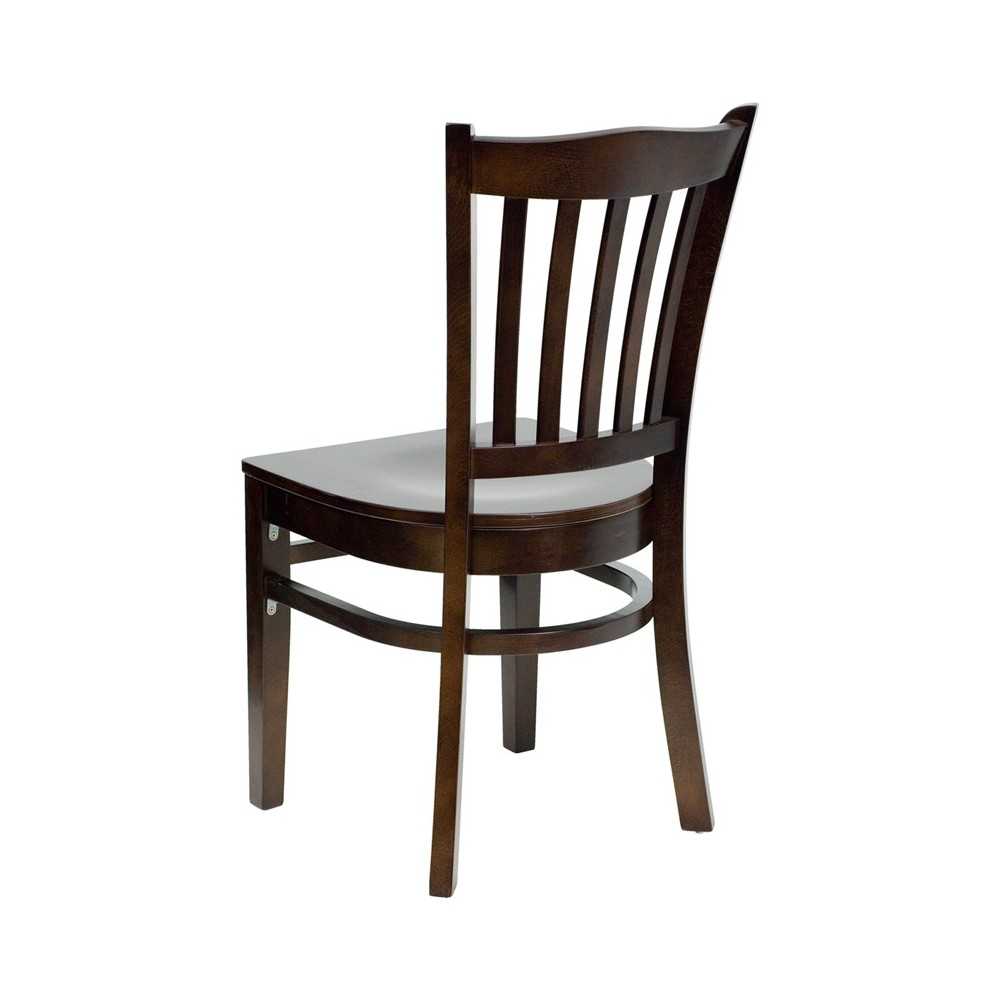 Vertical Slat Back Walnut Wood Restaurant Chair