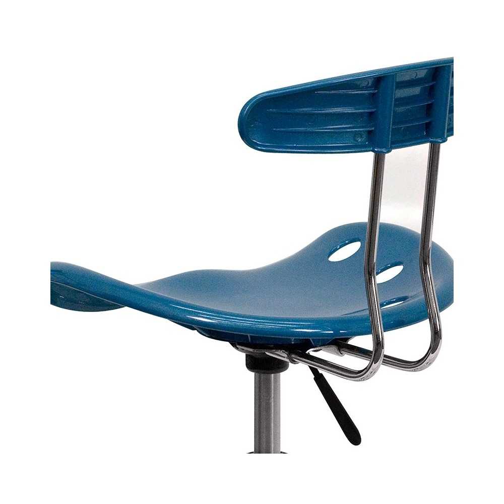 Vibrant Bright Blue and Chrome Swivel Task Office Chair with Tractor Seat