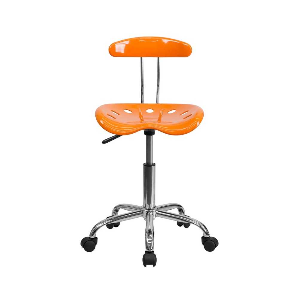 Vibrant Orange and Chrome Swivel Task Office Chair with Tractor Seat