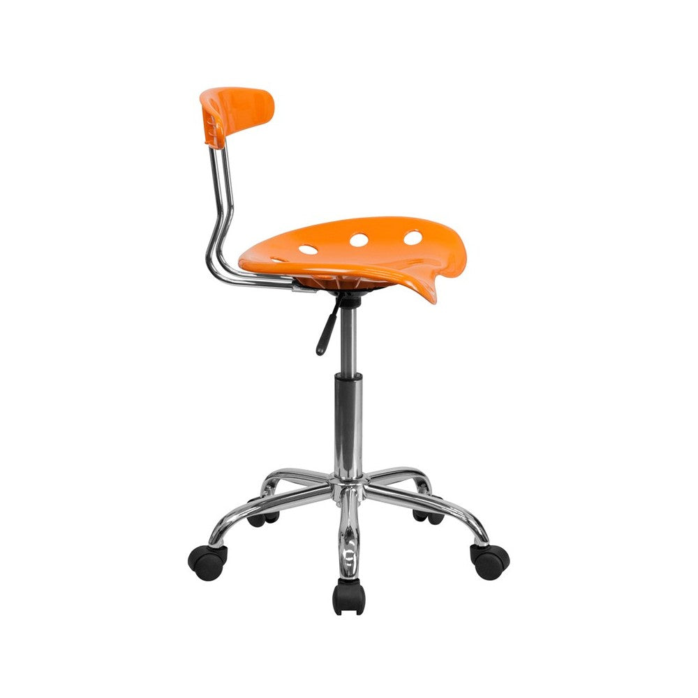 Vibrant Orange and Chrome Swivel Task Office Chair with Tractor Seat