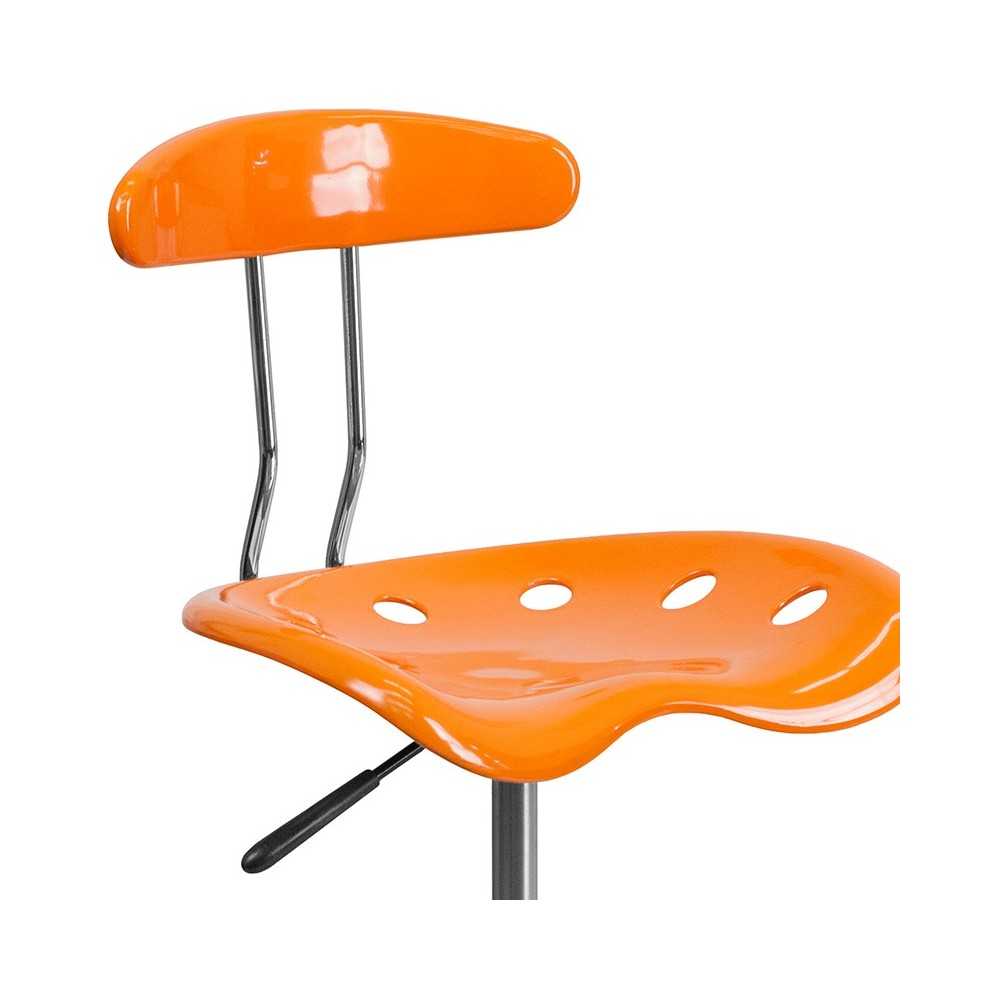 Vibrant Orange and Chrome Swivel Task Office Chair with Tractor Seat