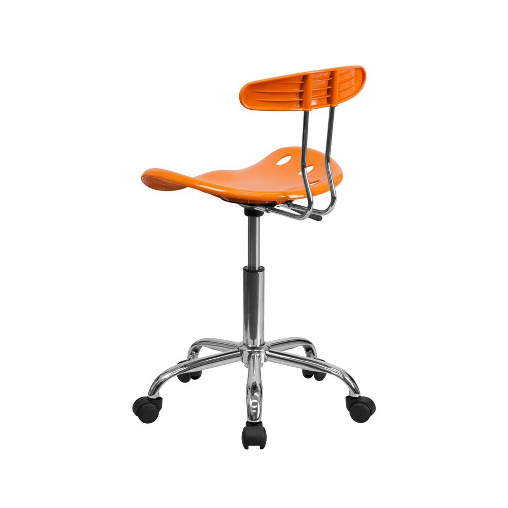 Vibrant Orange and Chrome Swivel Task Office Chair with Tractor Seat