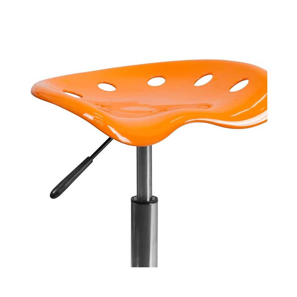 Vibrant Orange Tractor Seat and Chrome Stool