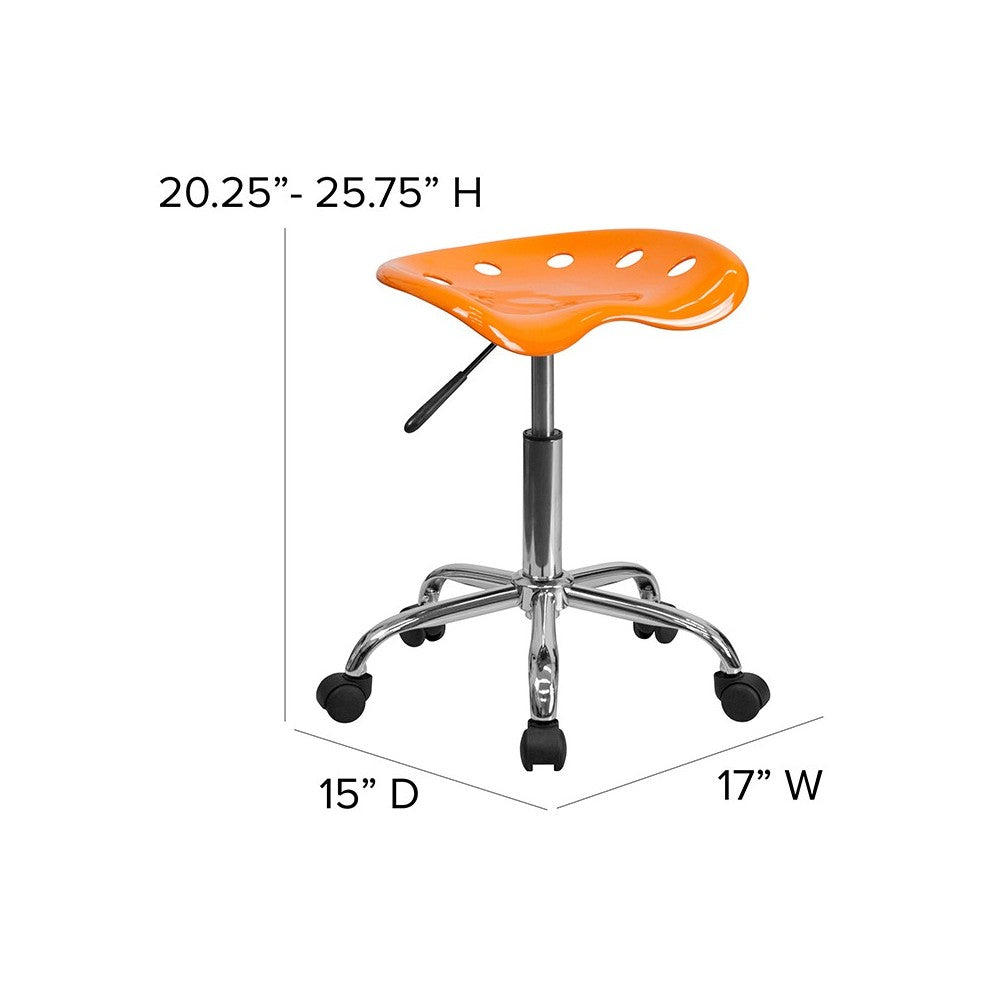 Vibrant Orange Tractor Seat and Chrome Stool