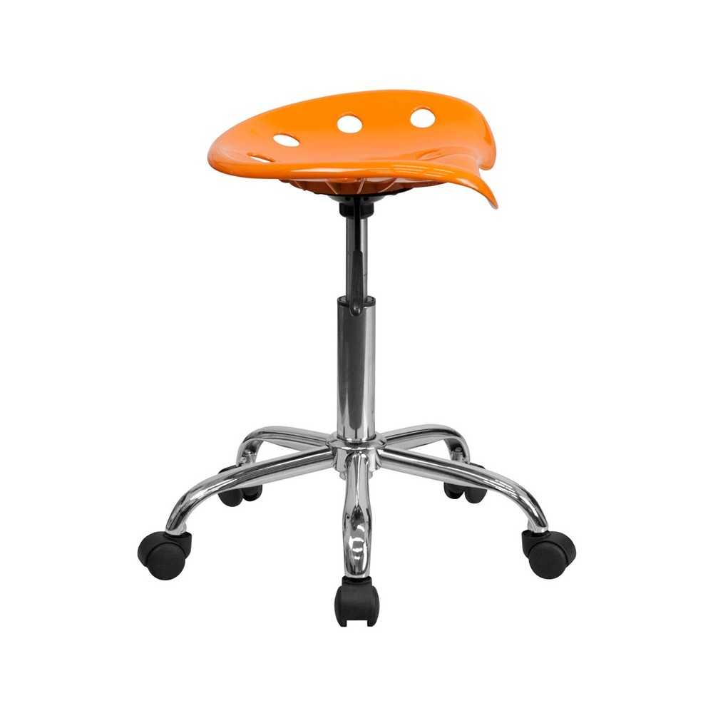 Vibrant Orange Tractor Seat and Chrome Stool