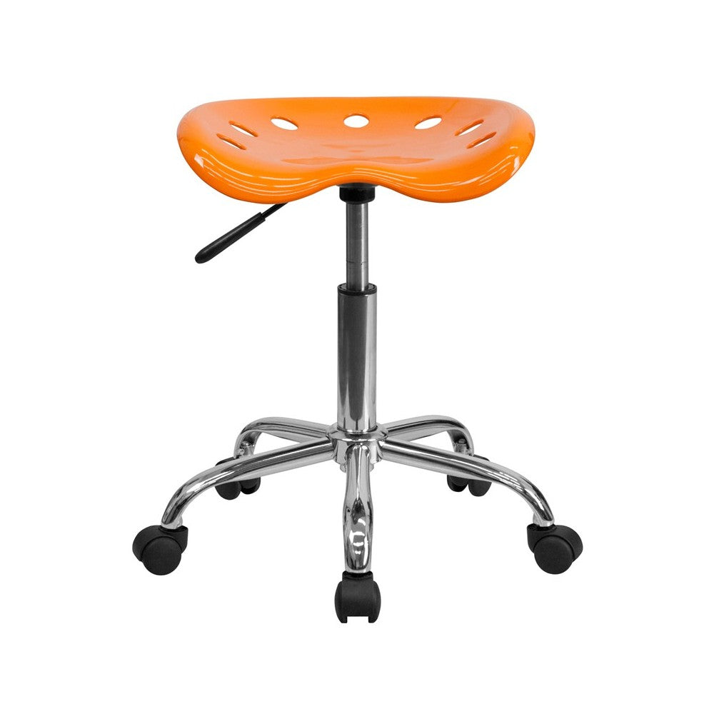 Vibrant Orange Tractor Seat and Chrome Stool