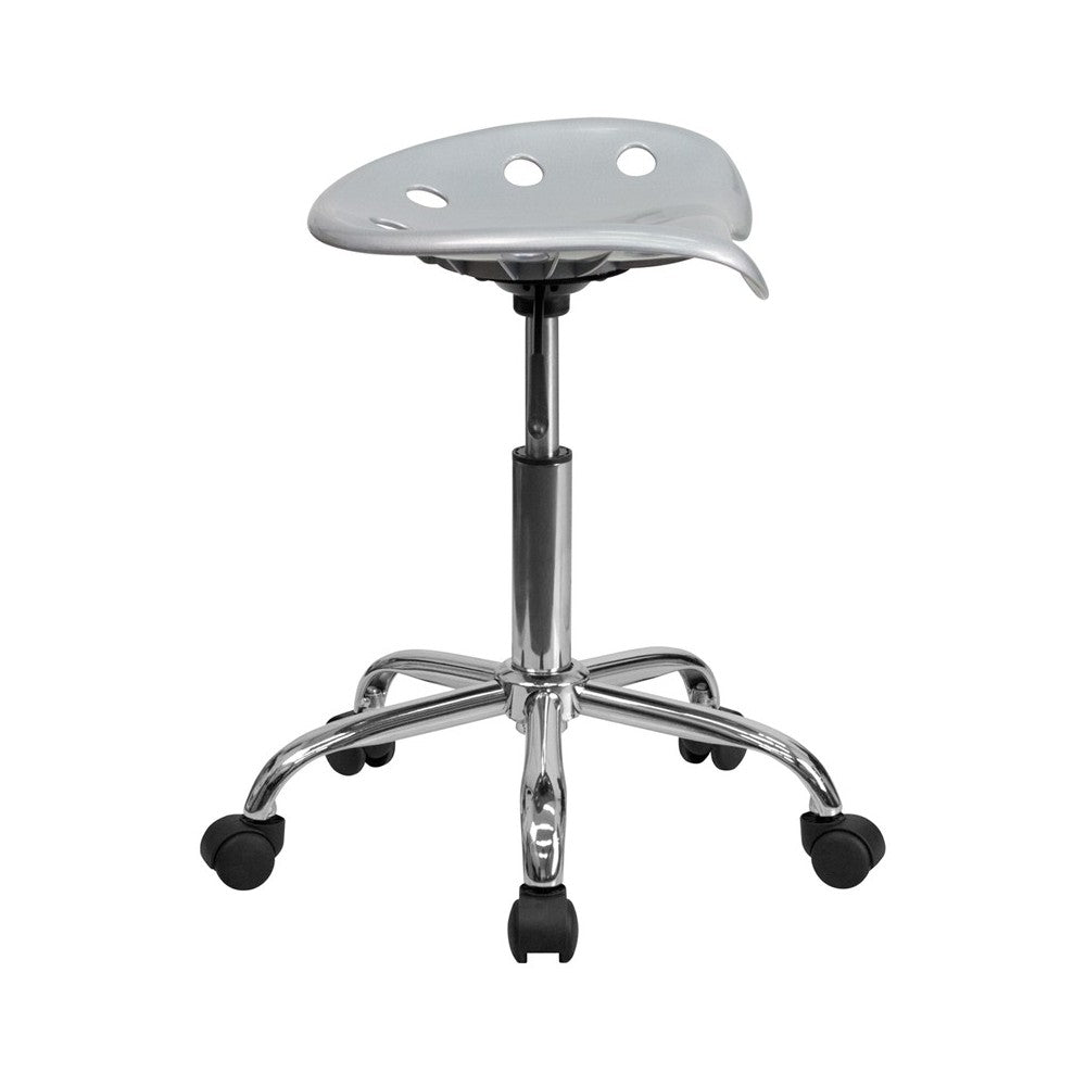 Vibrant Silver Tractor Seat and Chrome Stool