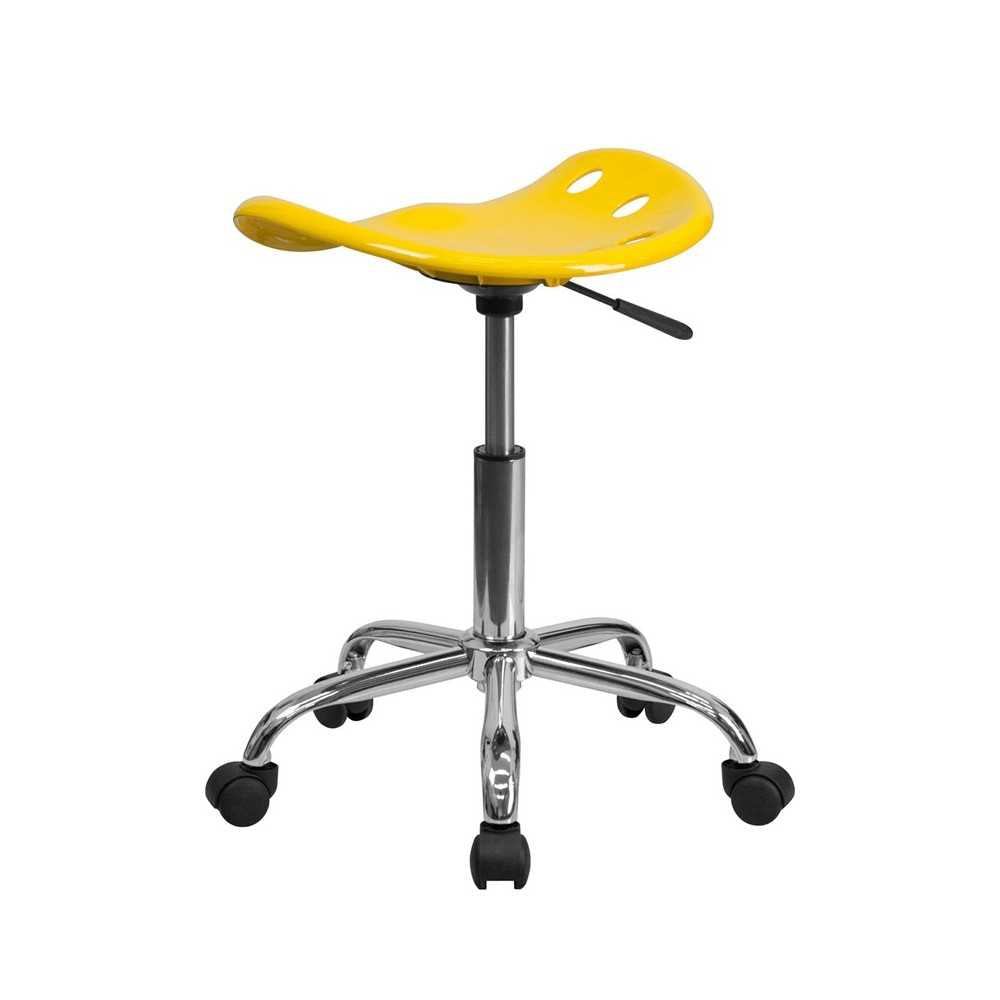 Vibrant Yellow Tractor Seat and Chrome Stool