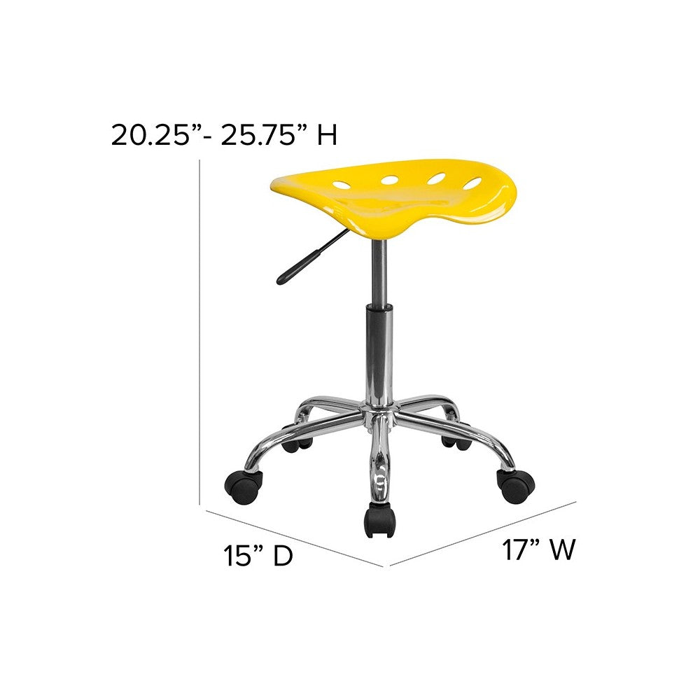 Vibrant Yellow Tractor Seat and Chrome Stool