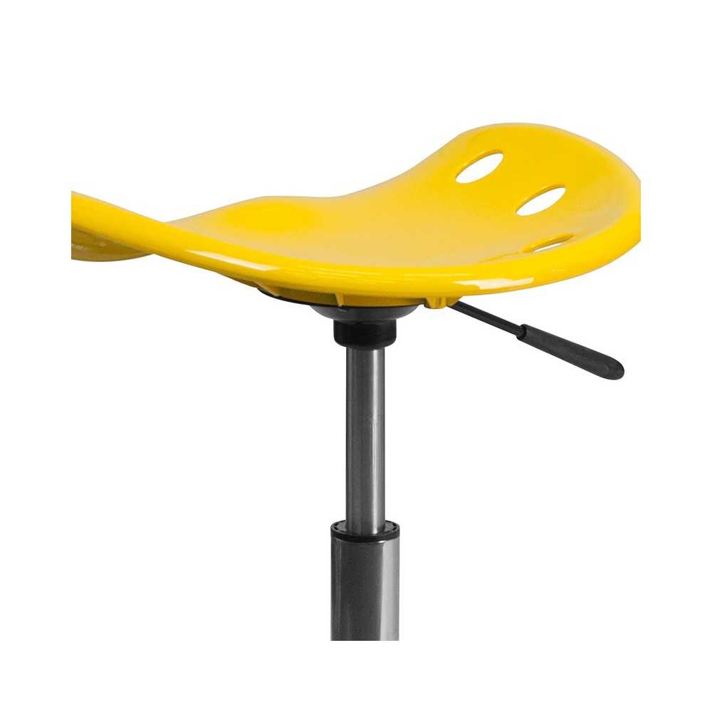 Vibrant Yellow Tractor Seat and Chrome Stool