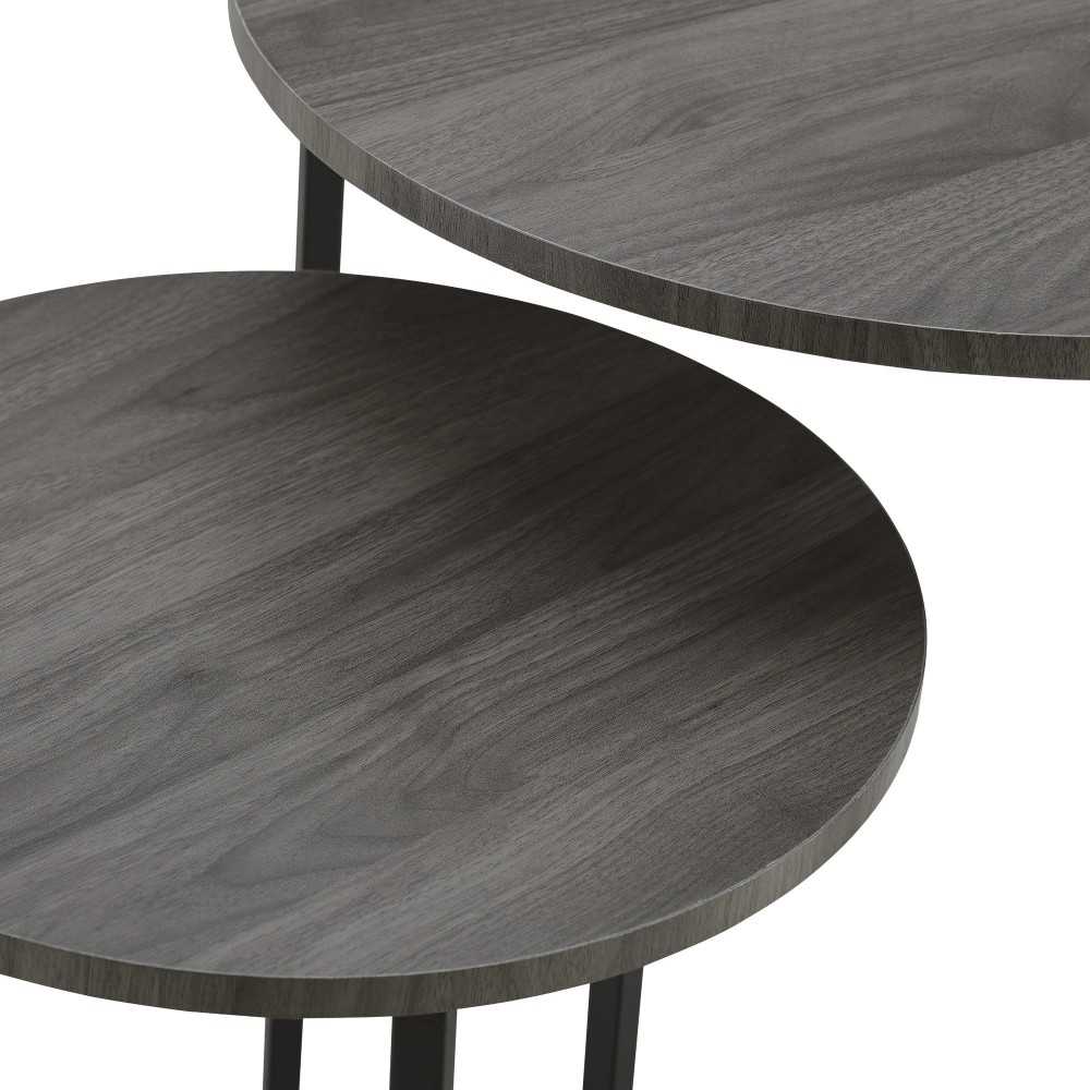 Victoria 2-Piece V Leg Nesting Side Tables - Slate Gray/Black