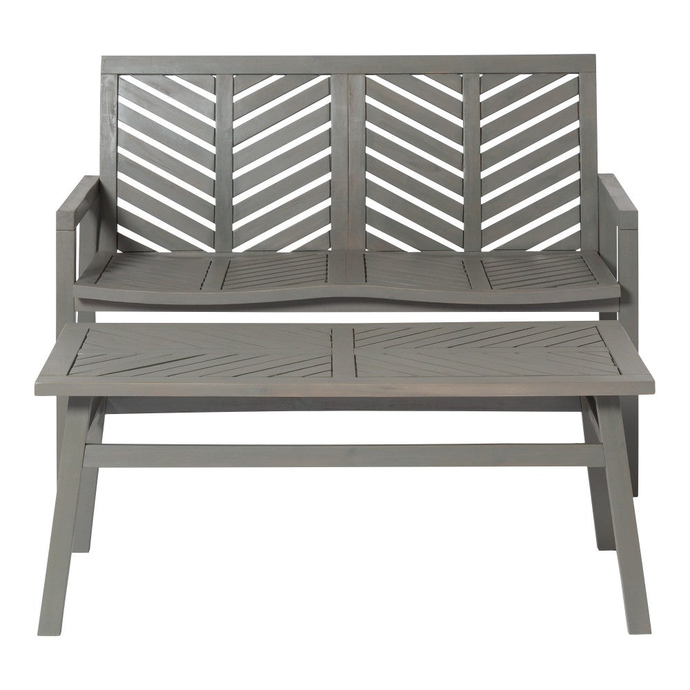 Vincent 2-Piece Chevron Outdoor Patio Chat Set - Gray Wash