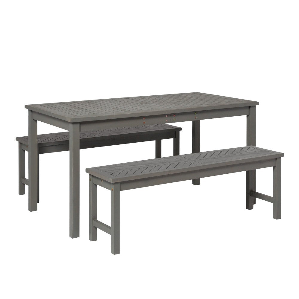 Vincent 3-Piece Chevron Outdoor Patio Dining Set - Gray Wash