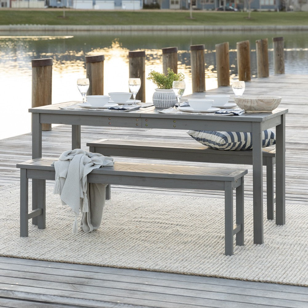 Vincent 3-Piece Chevron Outdoor Patio Dining Set - Gray Wash