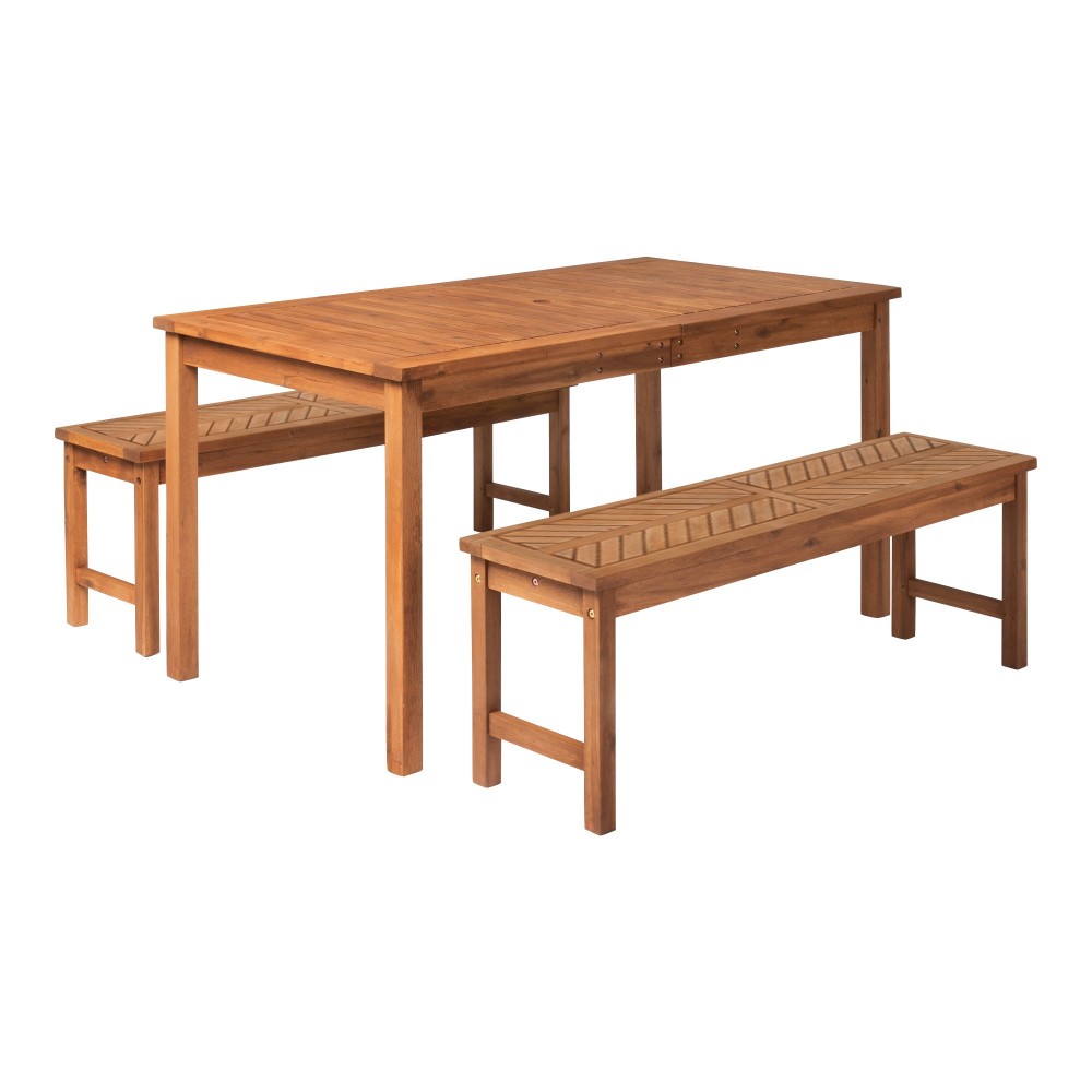 Vincent 3-Piece Chevron Outdoor Patio Dining Set - Brown