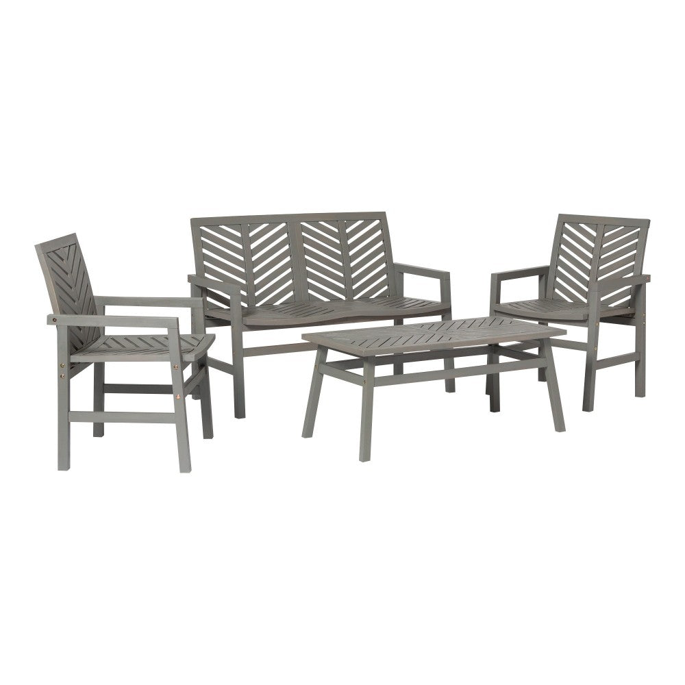 Vincent 4-Piece Chevron Outdoor Patio Chat Set - Gray Wash