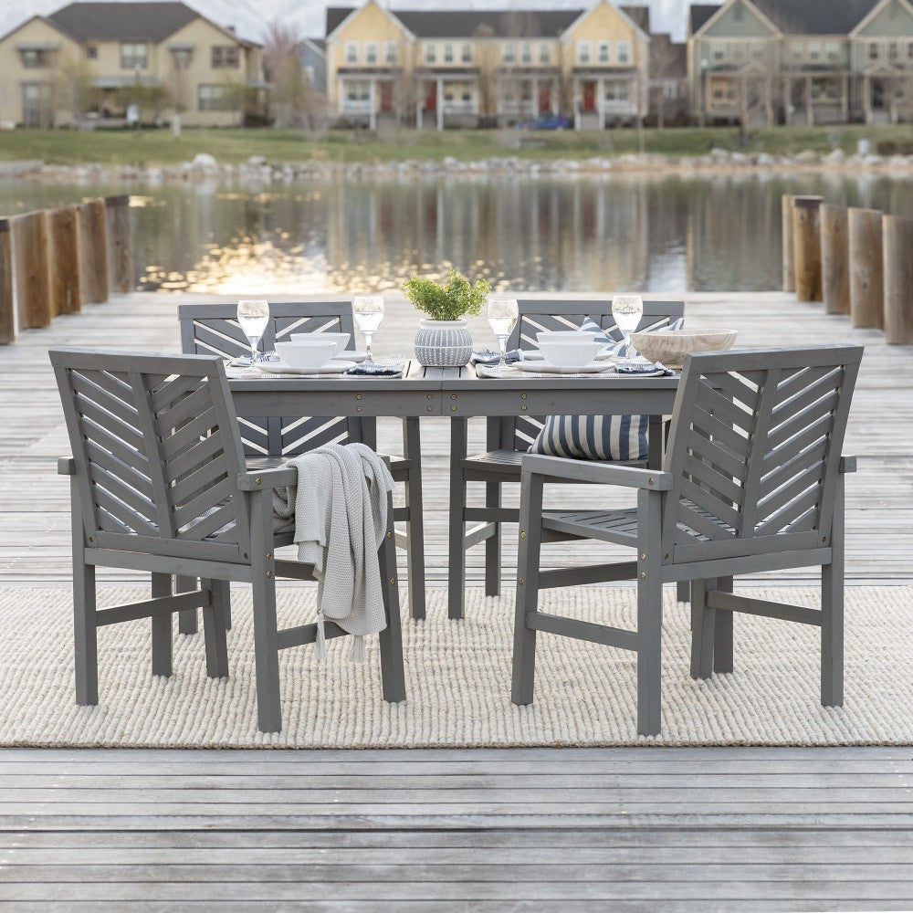 Vincent 5-Piece Chevron Outdoor Patio Dining Set - Gray Wash