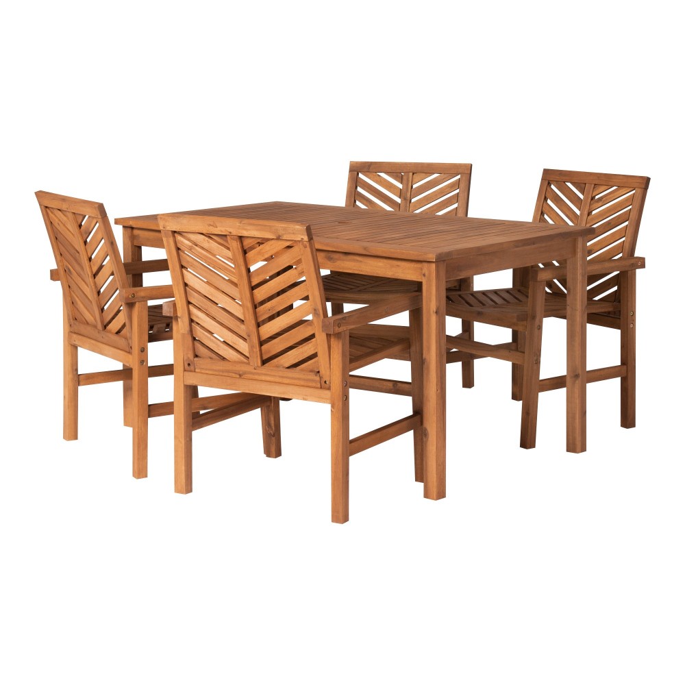 Vincent 5-Piece Chevron Outdoor Patio Dining Set - Brown