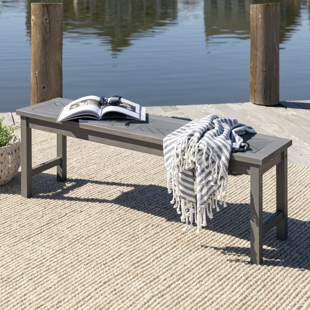 Vincent 53" Modern Patio Dining Bench - Gray Wash