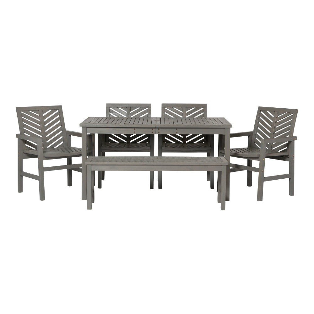 Vincent 6-Piece Chevron Outdoor Patio Dining Set - Gray Wash