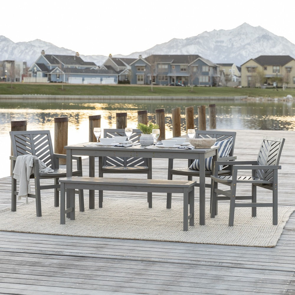Vincent 6-Piece Chevron Outdoor Patio Dining Set - Gray Wash