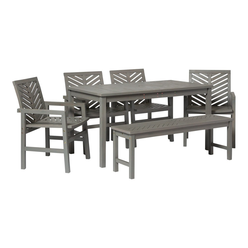 Vincent 6-Piece Chevron Outdoor Patio Dining Set - Gray Wash