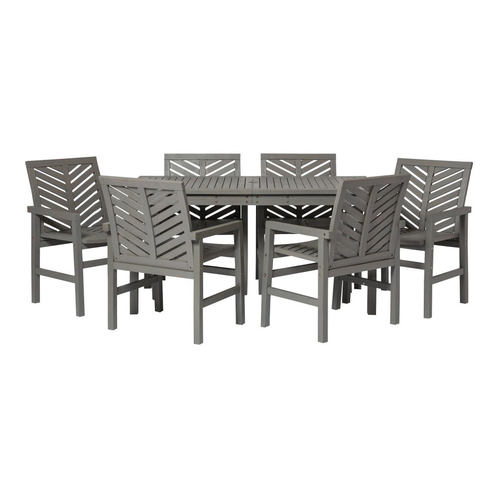 Vincent 7-Piece Chevron Outdoor Patio Dining Set - Gray Wash