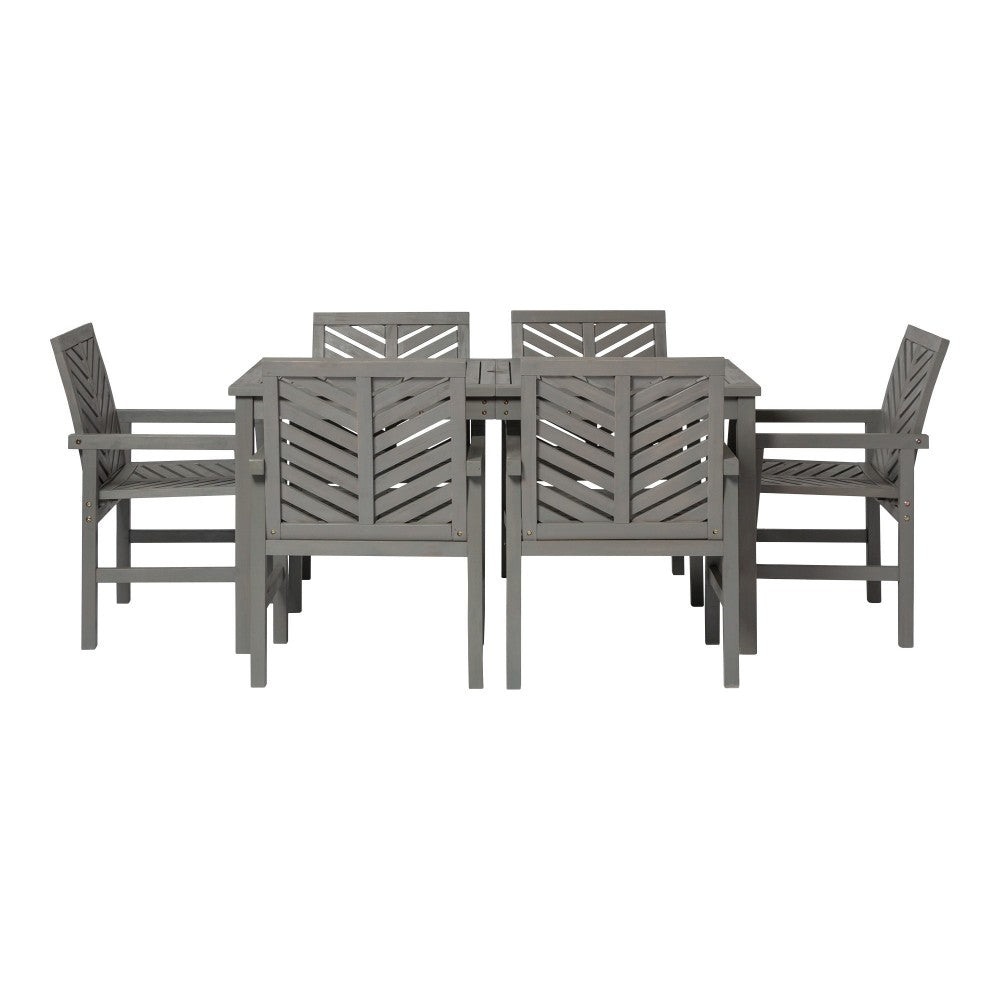 Vincent 7-Piece Chevron Outdoor Patio Dining Set - Gray Wash