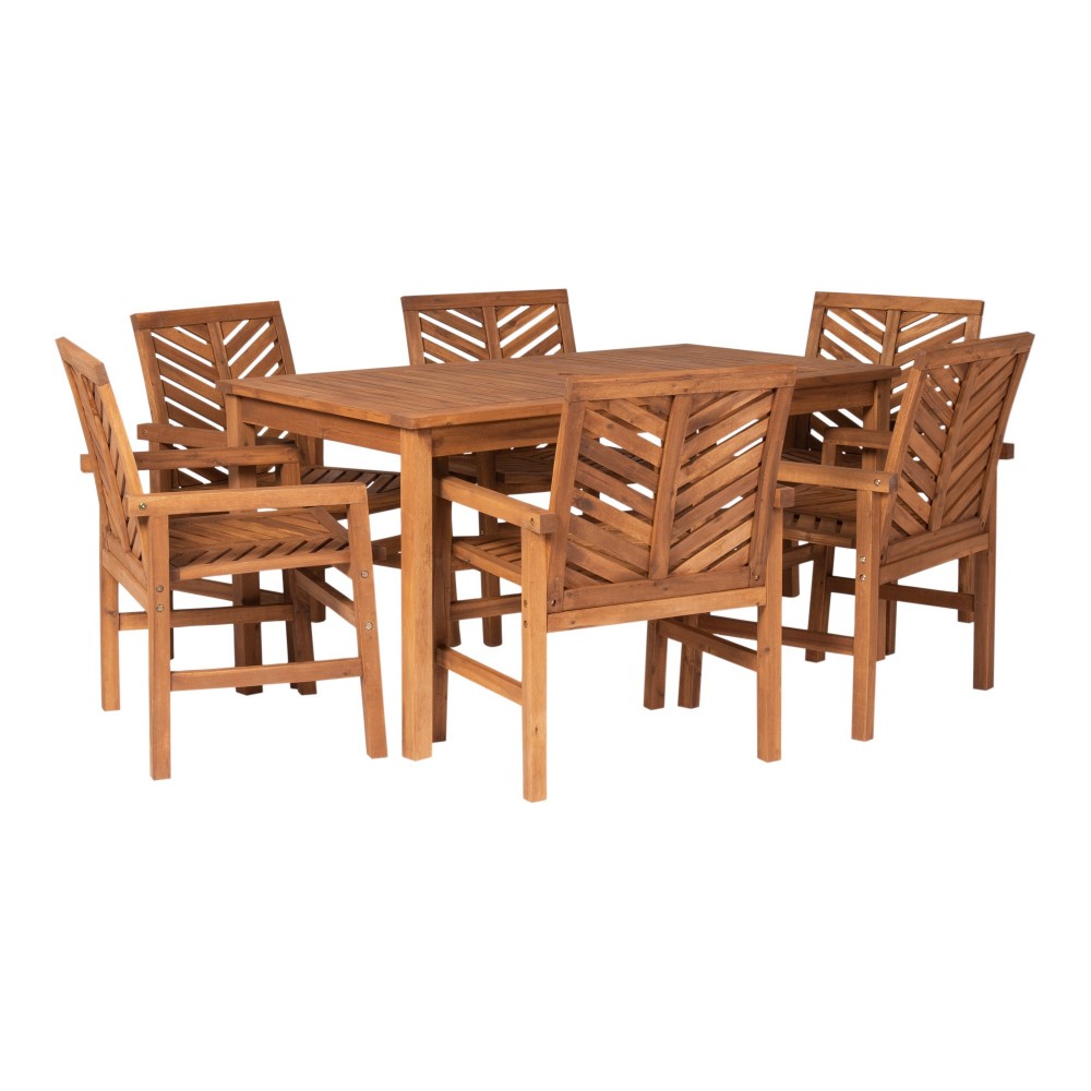 Vincent 7-Piece Chevron Outdoor Patio Dining Set - Brown