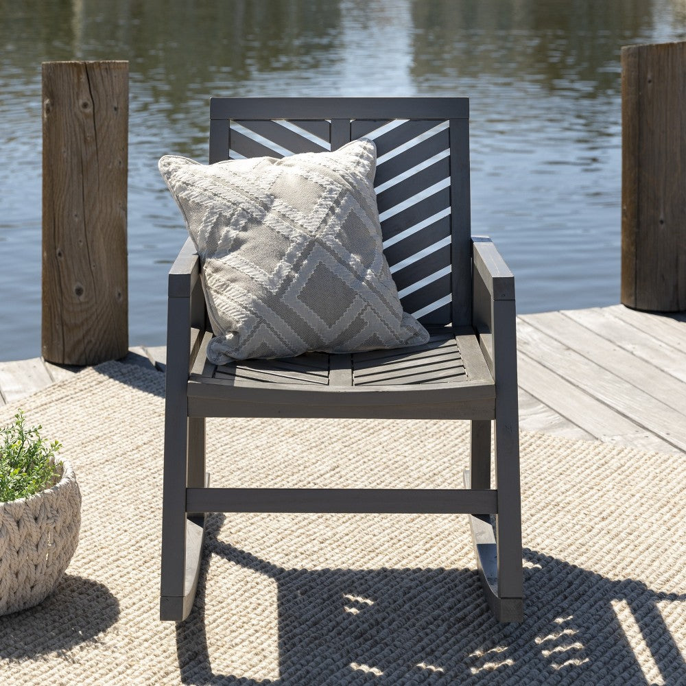 Vincent Outdoor Chevron Rocking Chair - Gray Wash