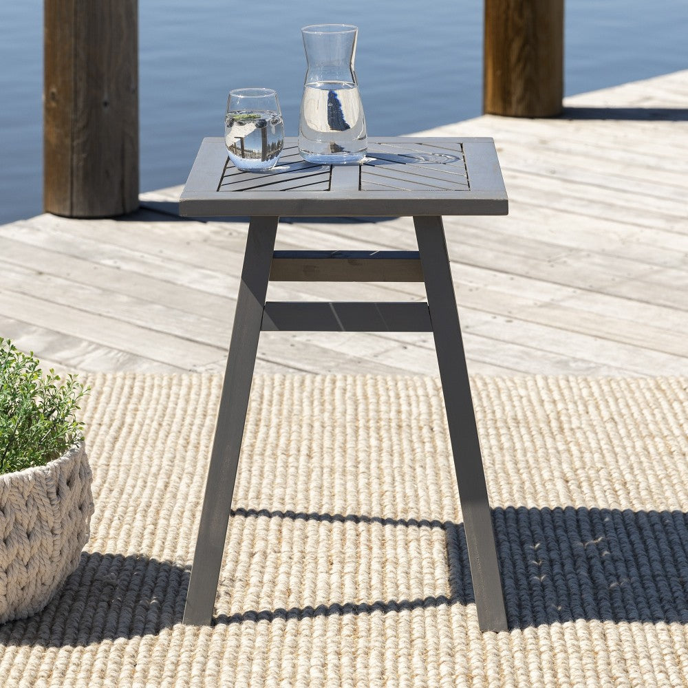 Vincent Outdoor Chevron Side Table - Gray Wash