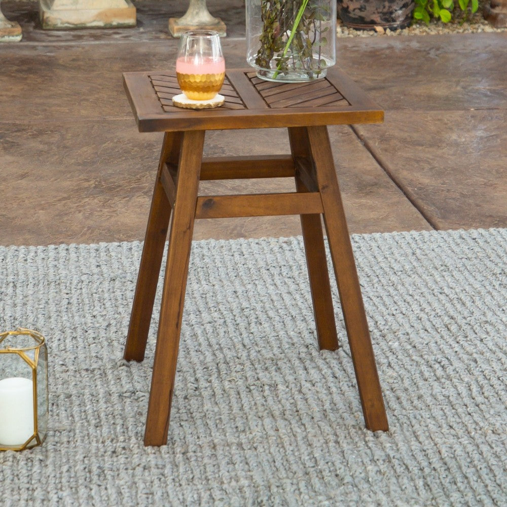 Vincent Patio Wood Side Table - Dark Brown