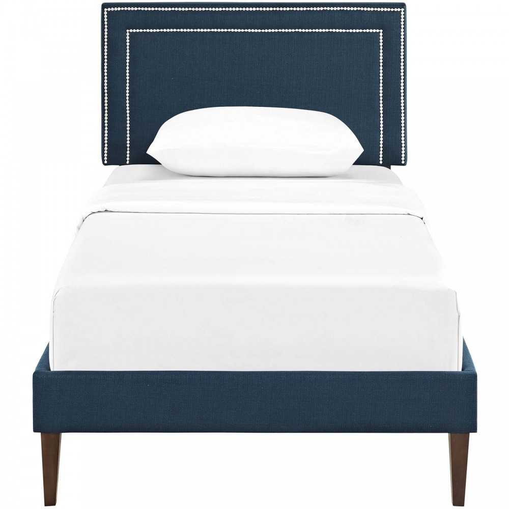 Virginia Twin Fabric Platform Bed with Squared Tapered Legs