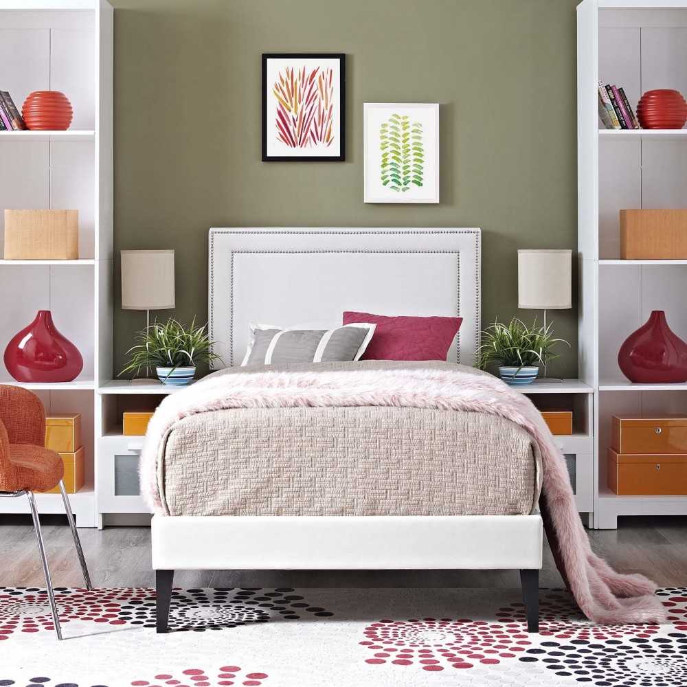 Virginia Twin Vinyl Platform Bed with Squared Tapered Legs