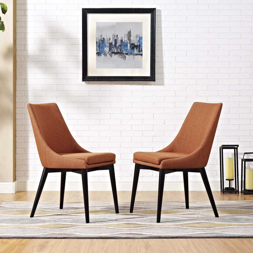 viscount Dining Side Chair Fabric Set of 2, Orange