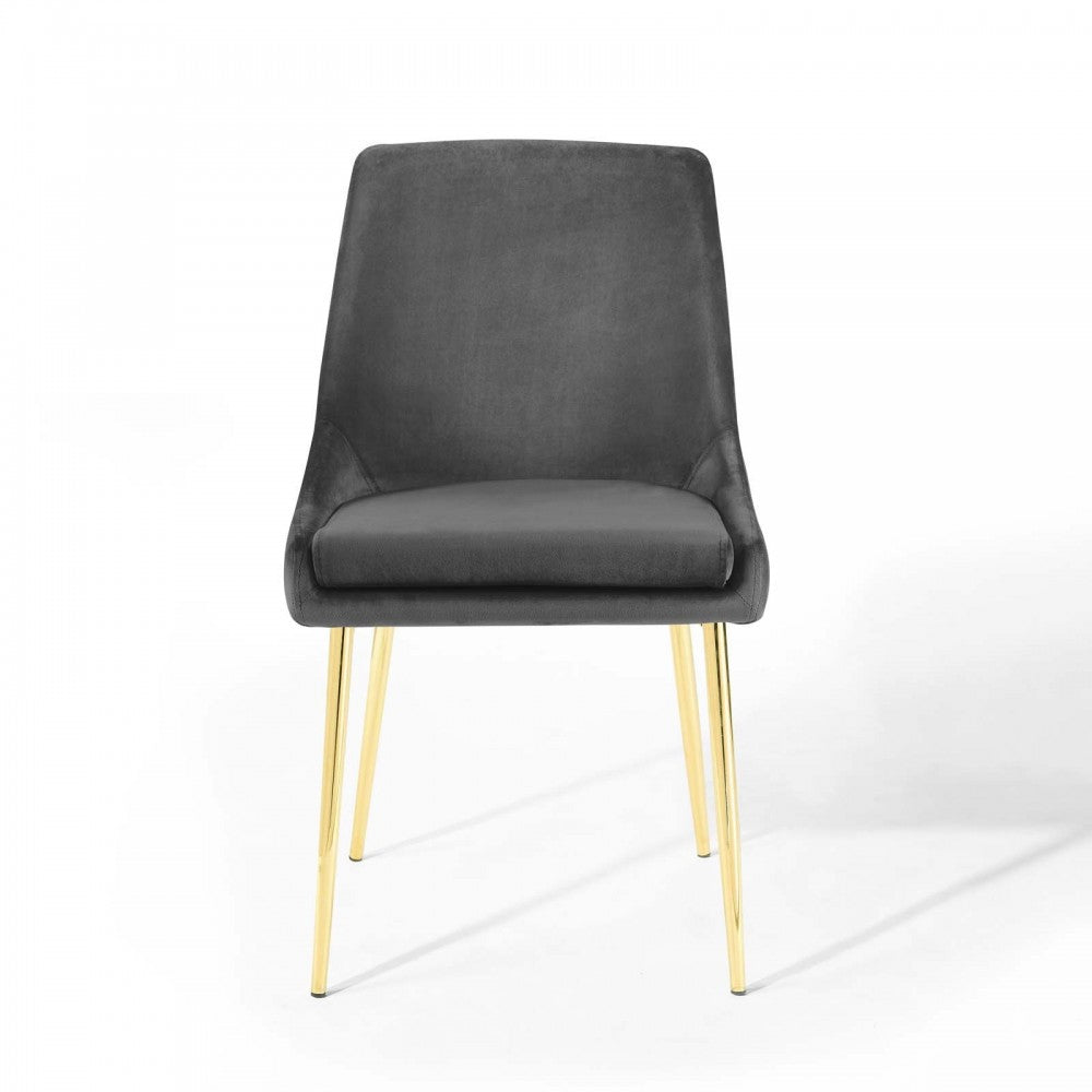 Viscount Performance Velvet Dining Chairs - Set of 2, Gold Charcoal