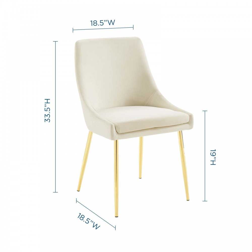 Viscount Performance Velvet Dining Chairs - Set of 2, Gold Ivory