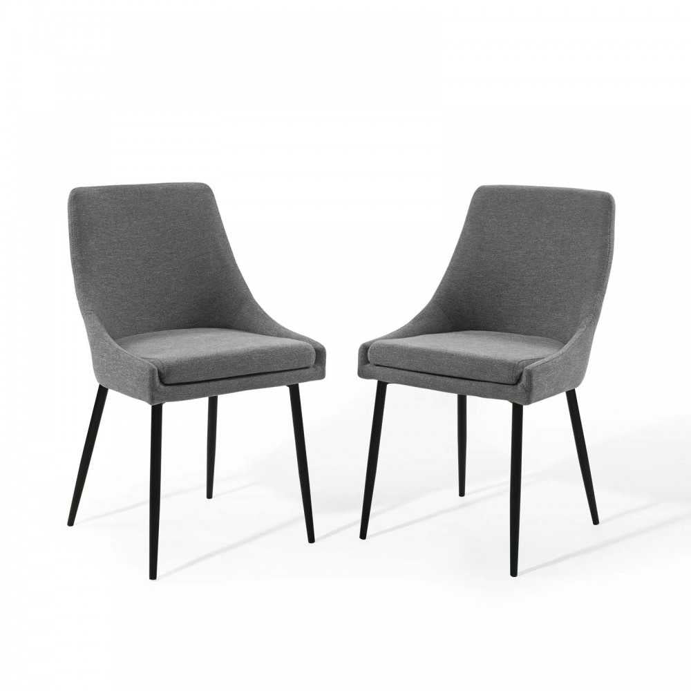 Viscount Upholstered Fabric Dining Chairs - Set of 2, Black Charcoal