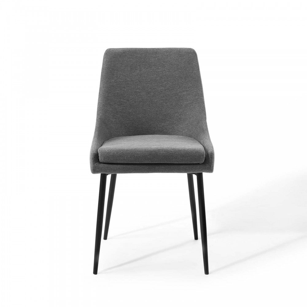 Viscount Upholstered Fabric Dining Chairs - Set of 2, Black Charcoal