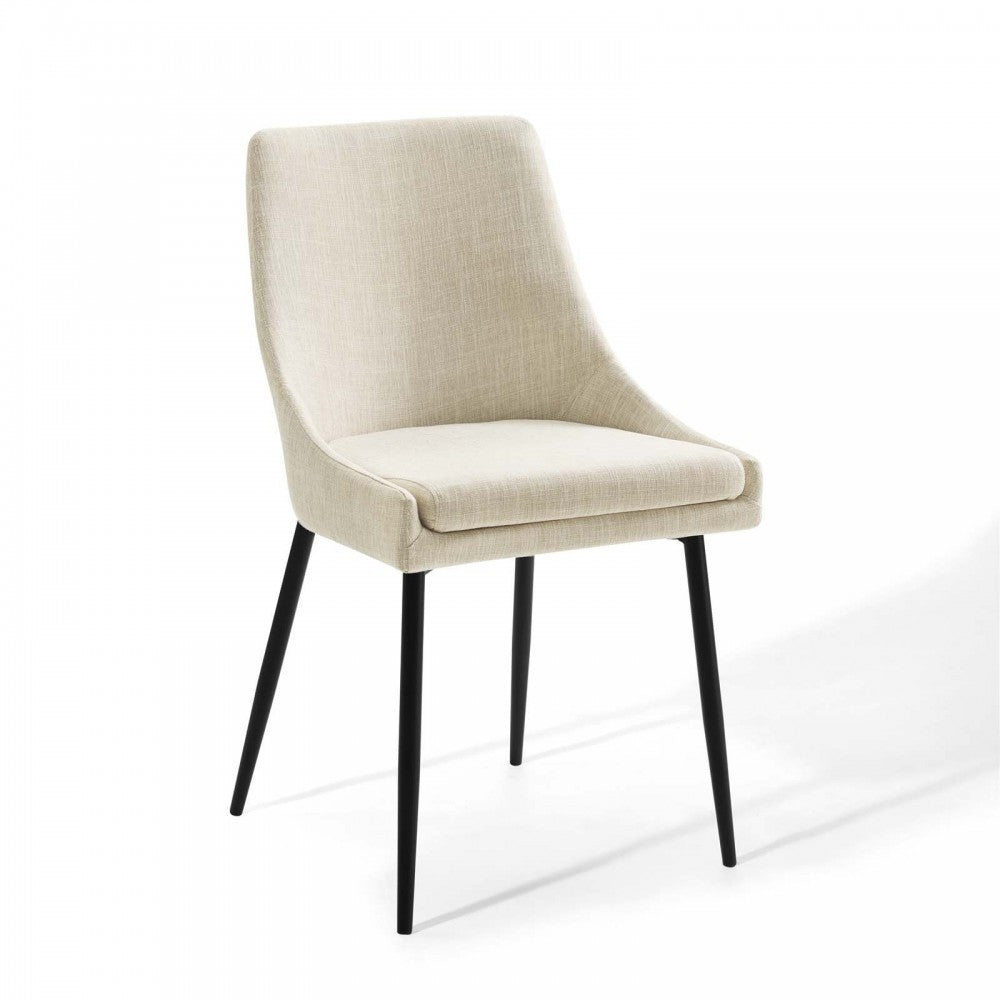 Viscount Upholstered Fabric Dining Chairs - Set of 2, Black Beige