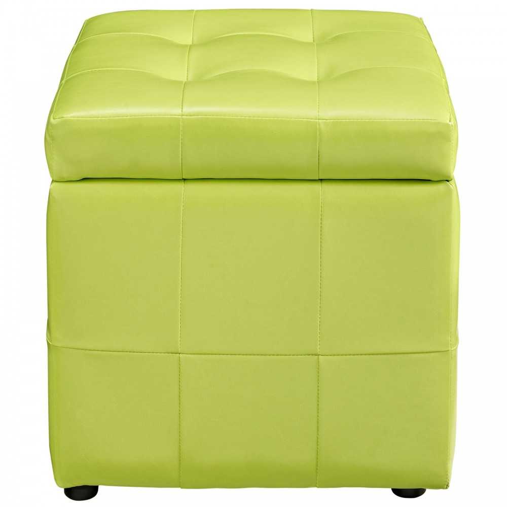 Volt Storage Upholstered Vinyl Ottoman, Light Green